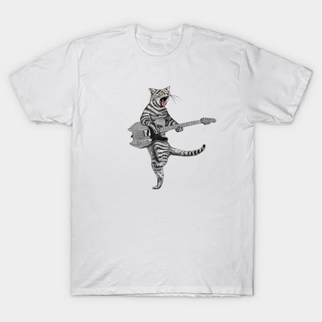 Buskers Guitar Cat T-Shirt by Dual Rogue